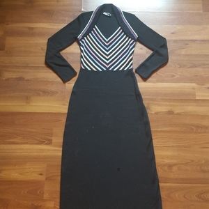 Vintage glitter sparkle knit sweater Maxi dress 80s 90s sexy fitted